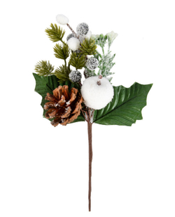ДЕКОР для творчества ВЕТОЧКА хвойная с шишкой и ягодами  24 см (VDF-130/141479509404)