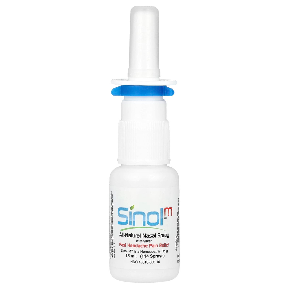 Sinol, SinolM™, полностью натуральный назальный спрей, для быстрого облегчения головной боли, 15 мл