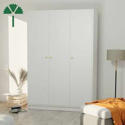 Шкаф для одежды трехдверный Марм 117х55х175, белый распашной шкаф со штангой и полкой для вещей, в скандинавском стиле