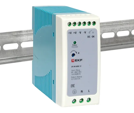 Блок питания на дин рейку 60 Вт, 220 В AC /12 В DC DR-M-60W-12