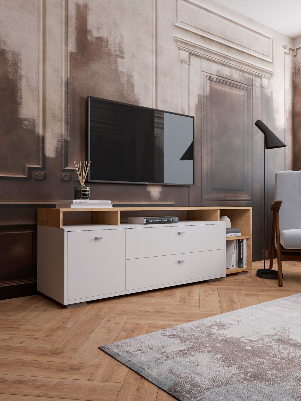 Комод "Ланс" К202 (дуб бунратти/белый), ДСВ Мебель