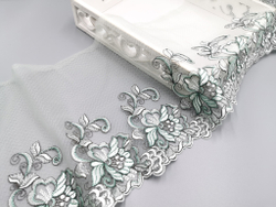 Вышивка на сетке, ЛЕВАЯ, 23 см, светло-зеленый, (Артикул: VS-1030), м