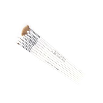 Кисточки для геля Global Fashion B-7, 8 шт, белые