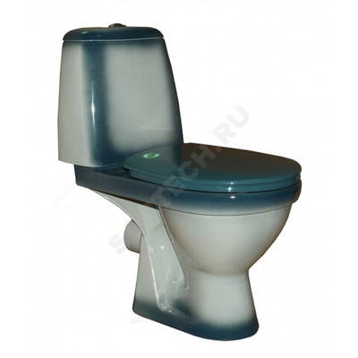 Унитаз-компакт горизонтальный выпуск нижний подвод 2/реж с сиденьем полипропилен зеленый декор Премьер Rosa (Кировская керамика)