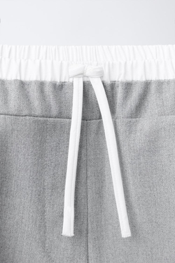 ZARA БРЮКИ С ДВОЙНЫМ ПОЯСОМ, СЕРЫЙ