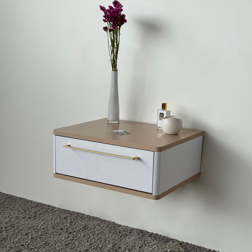 Тумба прикроватная подвесная ROYAL 5200 эко (Макиато-р.золото)