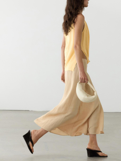 Massimo Dutti Струящаяся расклешенная юбка, бледно-желтый