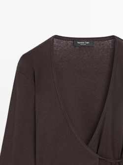 Massimo Dutti Двубортный кардиган, коричневый