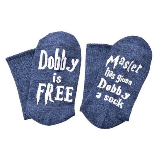 Носки Гарри Поттер "Мастер дал Добби носок! Добби Свободен!", р-р 38-44 (джинс)