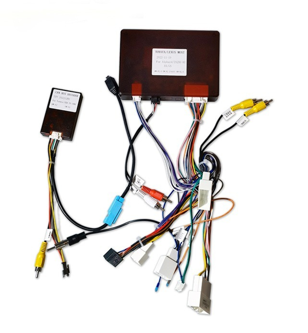 Адаптер CAN+MOST+LVDS для Toyota Alphard 20/30, Velfire, Mark X 2008 - 2020 для авто с 360 и JBL