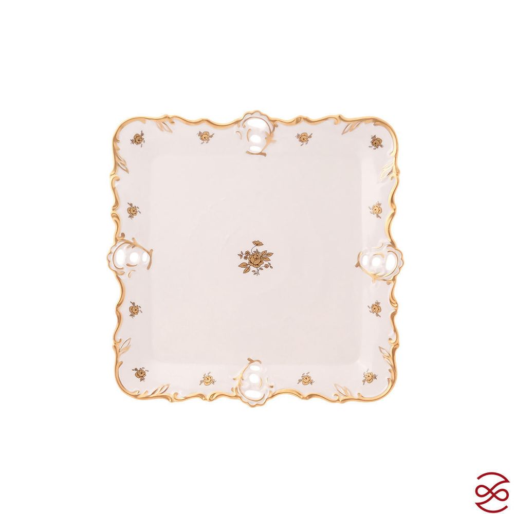Блюдо квадратное Queen's Crown Золотая роза 32x32 см