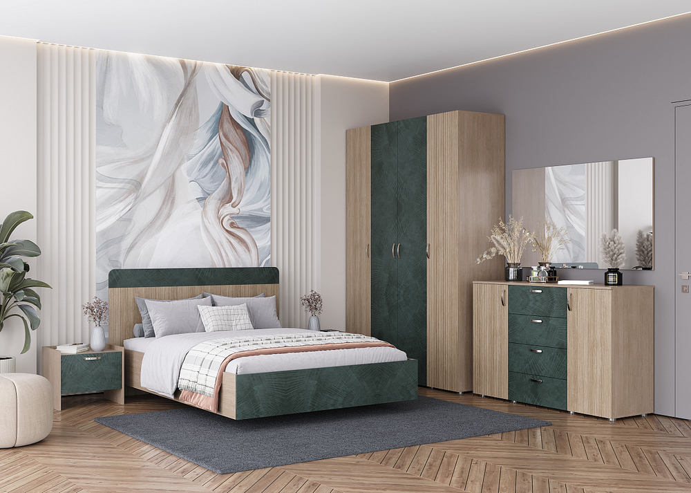 Шкаф 3-створчатый с 2 ящиками и зеркалом "Ева"