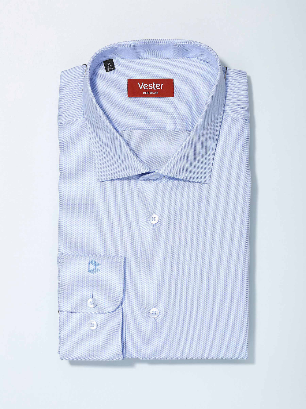 Сорочка мужская VESTER длинный рукав, цвет голубой, хлопок/пэ 515142 77