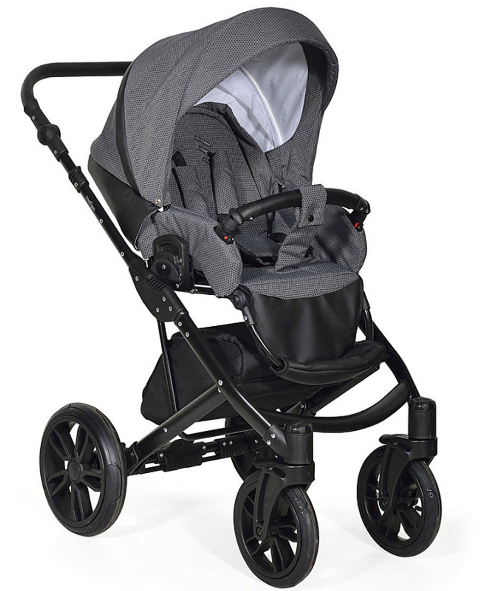 Детская коляска Indigo Mio 2 в 1 Mi 07 черная кожа+черный узор