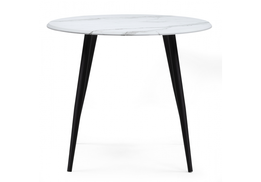 Стол деревянный Woodville Абилин 90 мрамор белый, черный матовый, ножки черные