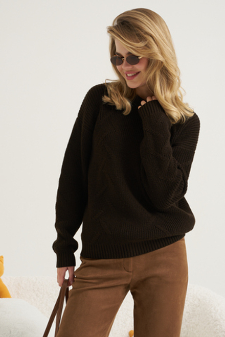 Свитер с крупной вязкой шоколадный