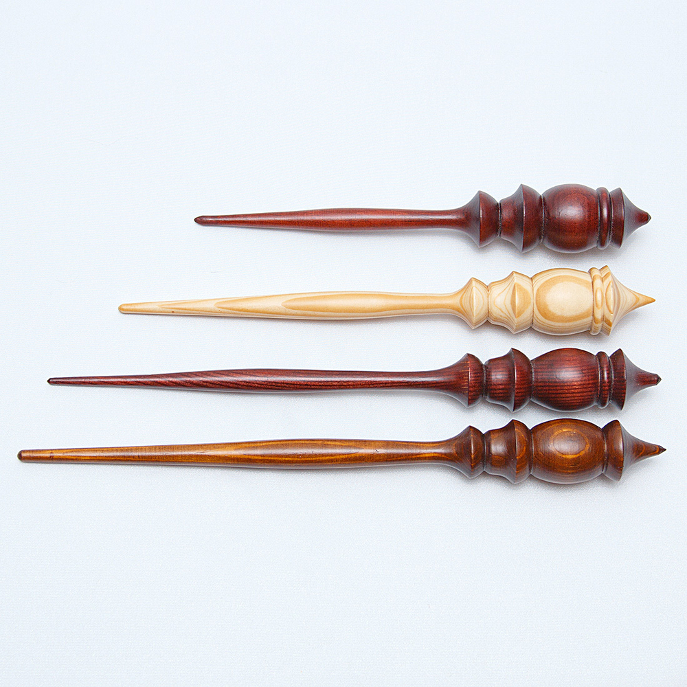 Набор деревянных опорных веретен для прядения из кедра 4 шт. Art of Siberia. BN1