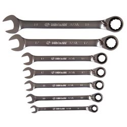 KING TONY (122A07MRN01) Набор комбинированных трещоточных ключей, 8-19 мм, чехол из теторона, 7 предметов