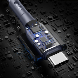 Кабель покрытый нейлоном серого цвета 200см (2м) с разъемом USB A на USB Type-C с быстрой зарядкой PD 12W от Duzzona, серия A8 Cable