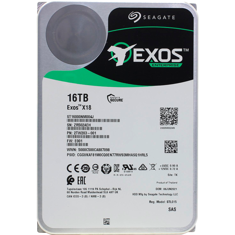 Серверный жесткий диск HDD Seagate Exos X18 16TB SAS 7.2K 3.5" ST16000NM004J