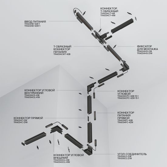 Шинопровод накладной/подвесной Technical TRX034-411B