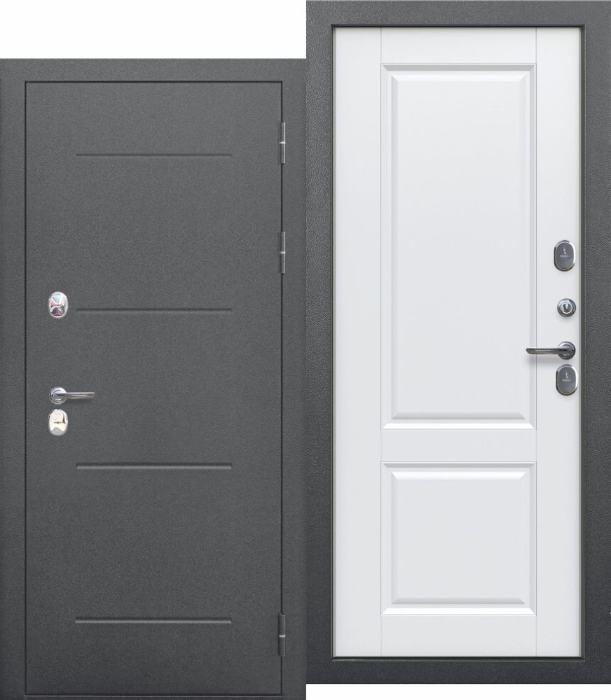 Двери входные 11 см ISOTERMA Серебро - Велюр белый софт