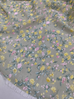 Шифон/ Желтые цветы на сер-бежевом