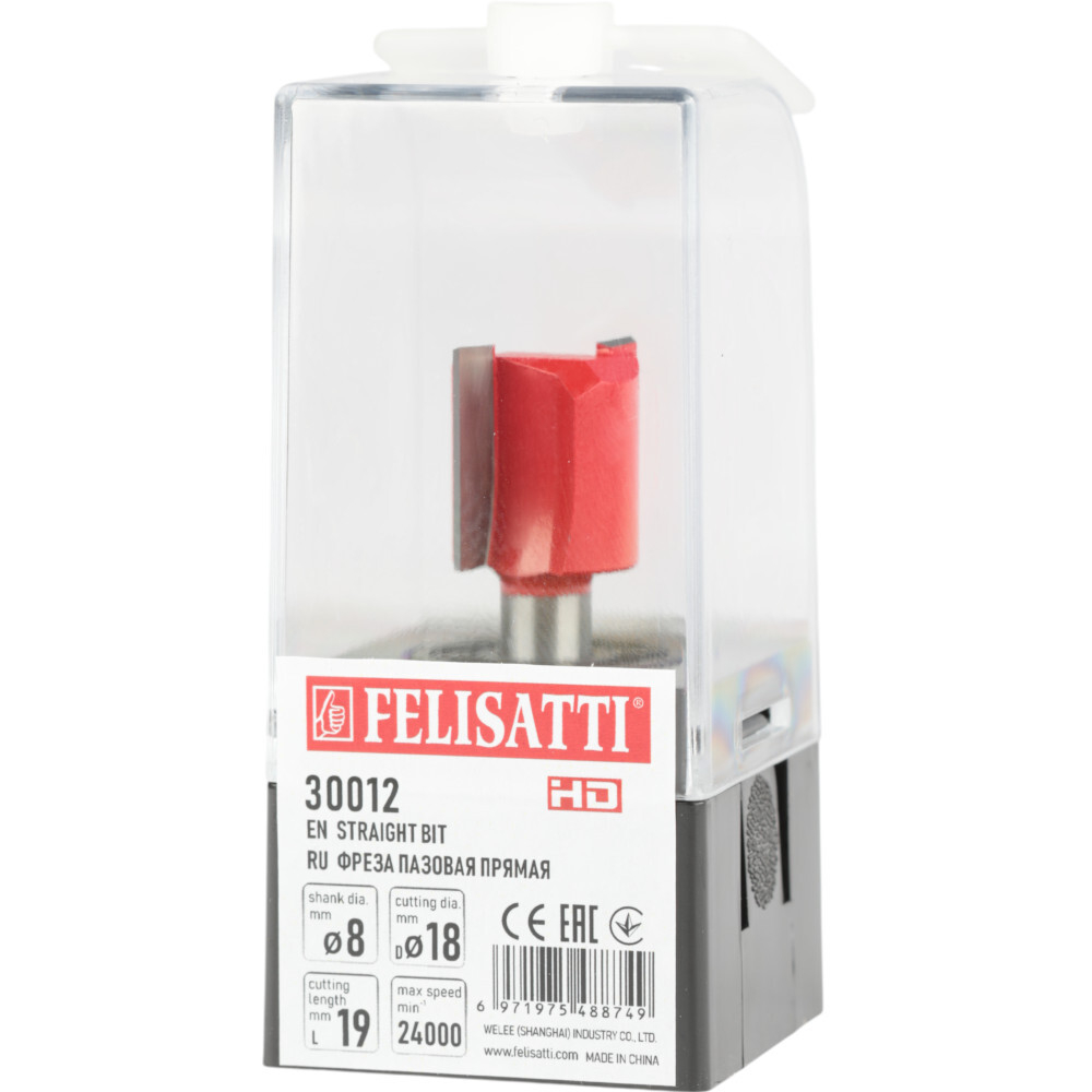 Фреза пазовая прямая FELISATTI 18х19мм хвостовик 8мм   30012