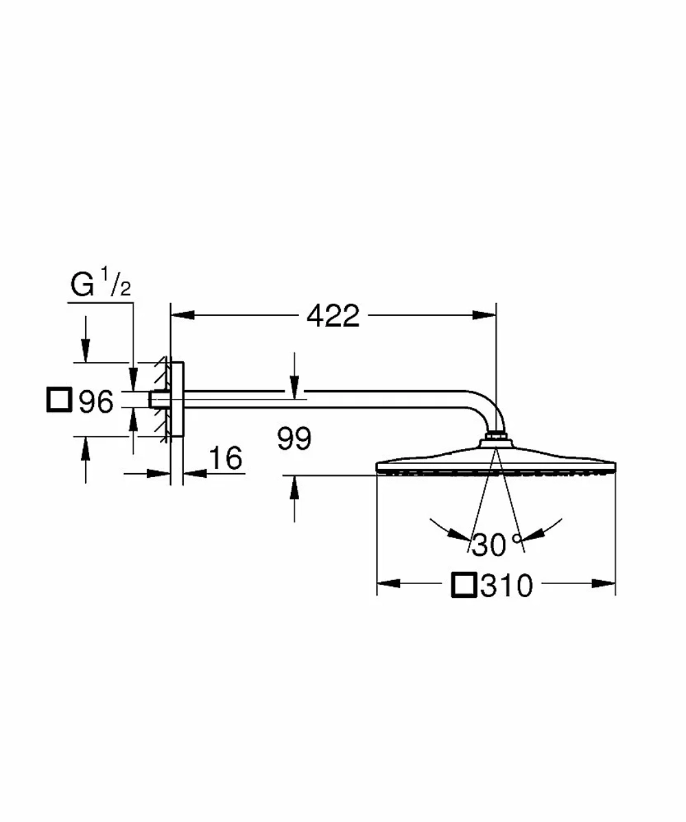 Верхний душ Grohe Rainshower 310 Mono 26563000 хром