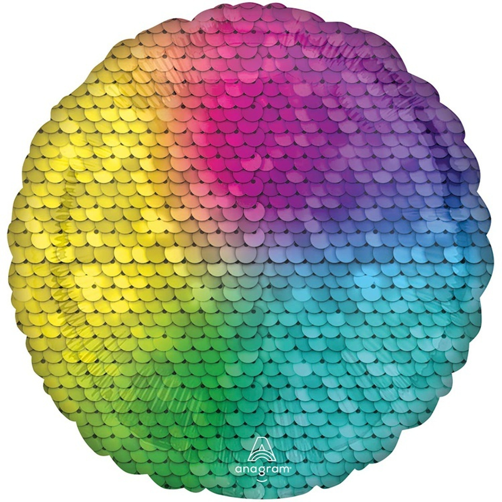 Фольгированная фигура, круг 18"/46СМ Пайетки Rainbow