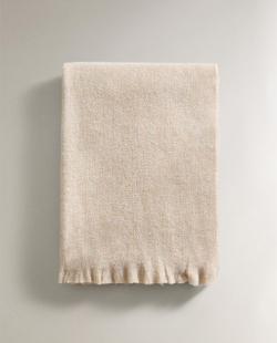 Zara Home плед из полиэстера, светло-бежевый