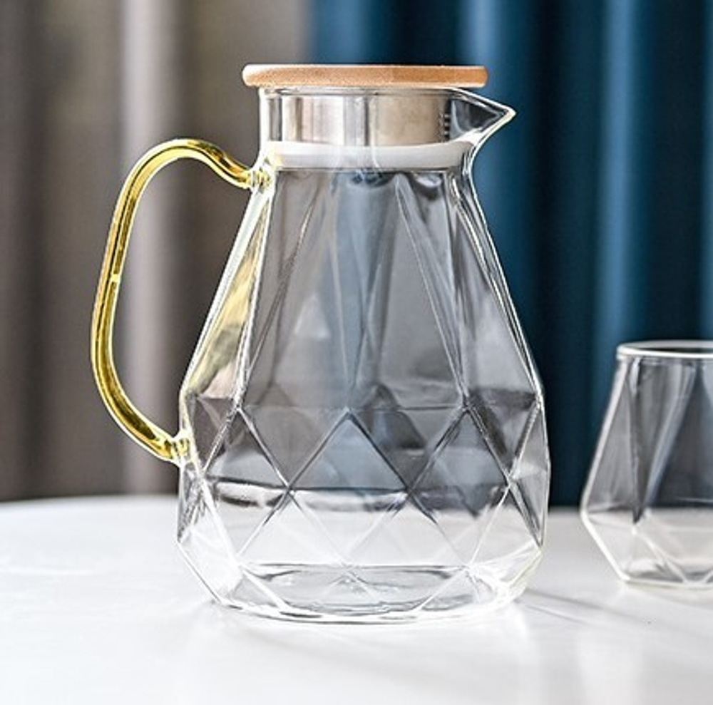 298035 Чайник "Кристалл" метал.крышка с ситом, 1600мл, стекло