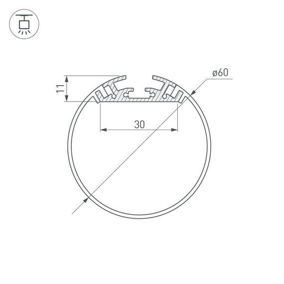 Профиль Arlight SL-ROUND-D60-2000 ANOD 019286