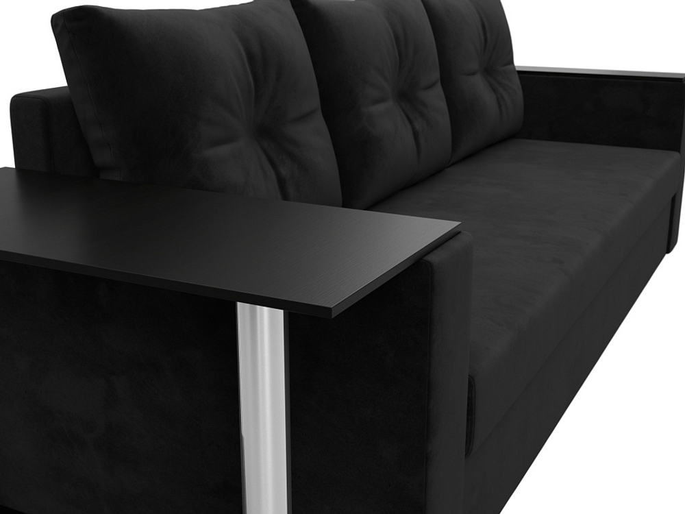 Диван прямой Атланта со столом слева, Черный, Велюр, 112477