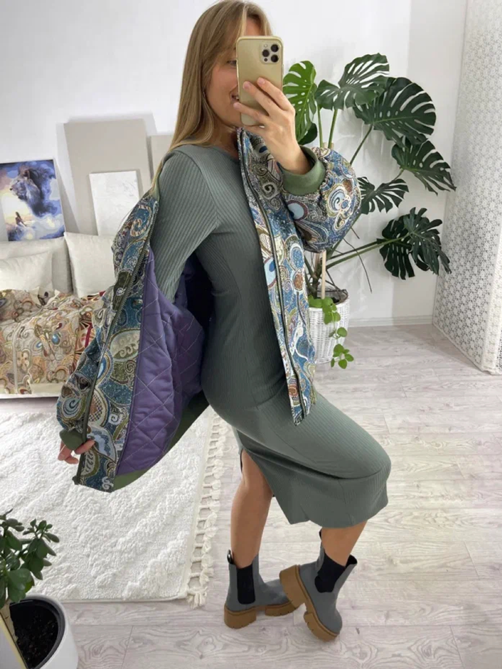 Куртка-бомбер (цвет сине-зеленый)