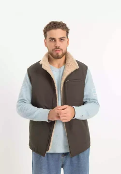 Мужской жилет из овчины хаки