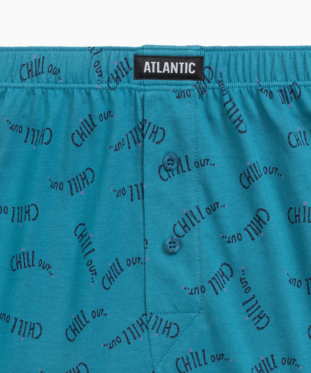 Мужские трусы боксеры Atlantic, набор из 2 шт., хлопок, темно-синие + зеленые, 2MBH-002