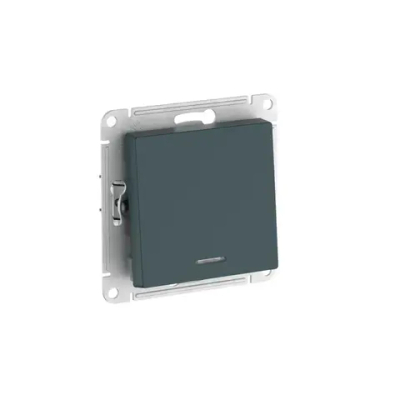 ATLASDESIGN 1-клавишный ВЫКЛЮЧАТЕЛЬ с подсветкой, сх.1а, 10АХ, мех., быстрозажим. клем., ИЗУМРУД