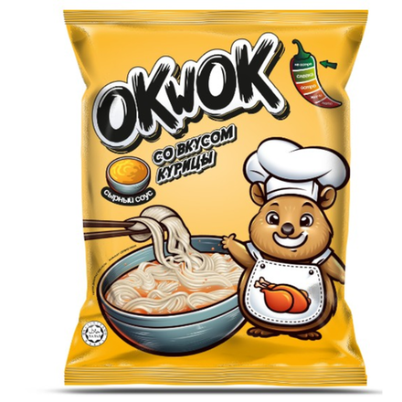 Лапша OKwok со вкусом курицы +соус сырный 100 гр