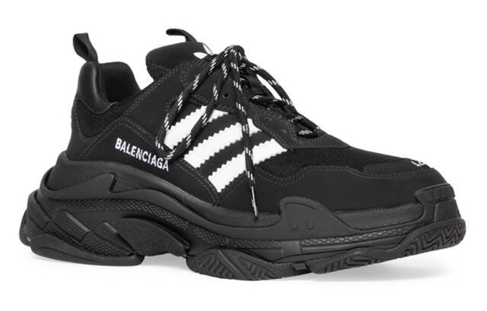 Adidas originals x Balenciaga Balenciaga Triple S lace-up non-slip low-top daddy shoes black