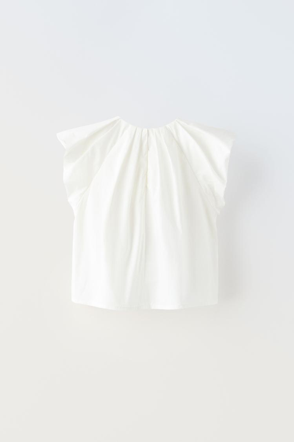 ZARA РУБАШКА СО СКЛАДКАМИ, БЕЛЫЙ