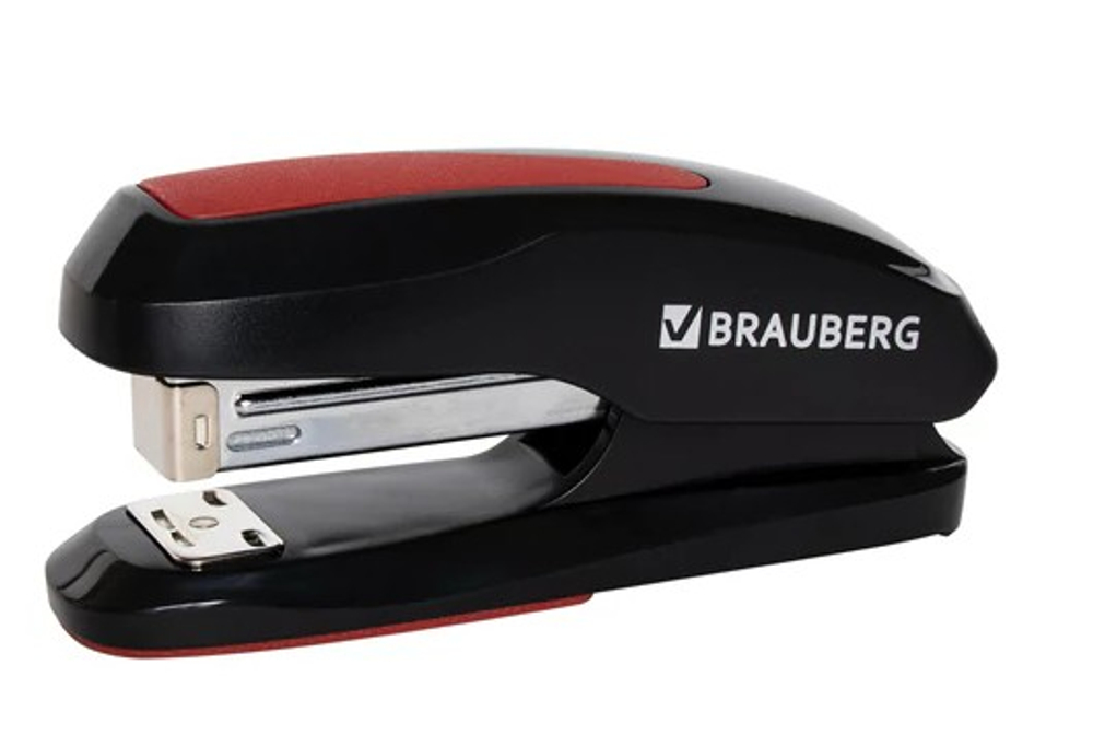 Степлер №24/6, 26/6 BRAUBERG"Extra", до 30листов, чернокрасный, 229085