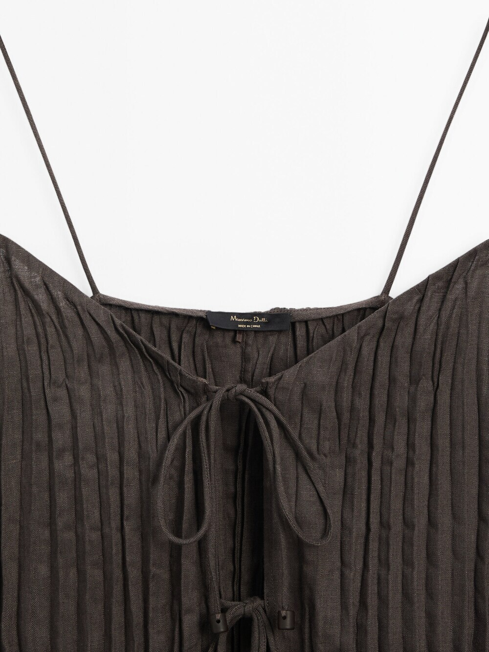 Massimo Dutti Длинный плиссированный топ, шоколадный