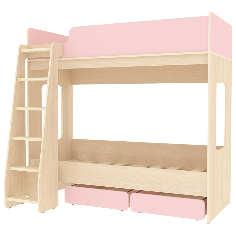 Двухъярусная кровать КарИВи Л-Д601.2 с ящиками 75x175  Дуб Молочный Розовый