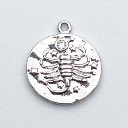 Подвеска Знак Зодиака Скорпион, цвет серебро, фианит, размер 16*14 мм, цена за 1 шт