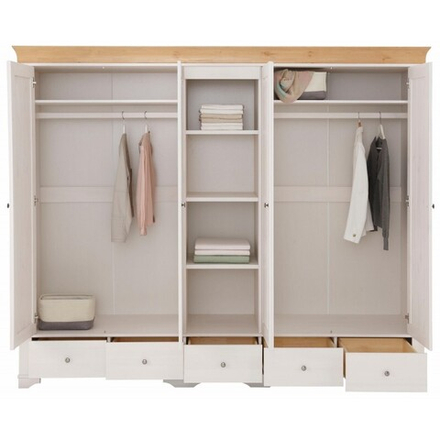 Шкаф 5-ти дверный с 5 глухими дверями «Бейли» белый воск/антрацит