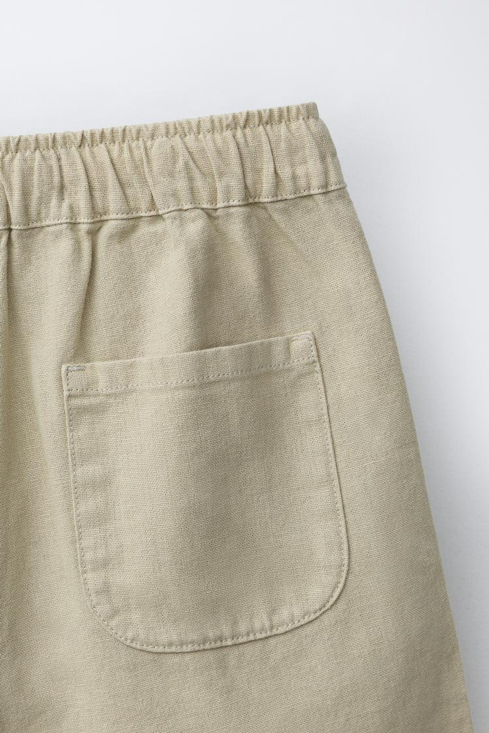 ZARA БЕРМУДЫ ИЗ СМЕСОВОГО ЛЬНА И ХЛОПКА, ЗЕЛЕНЫЙ