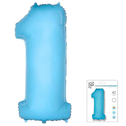 Цифра "1" светло-голубой Fm в упаковке