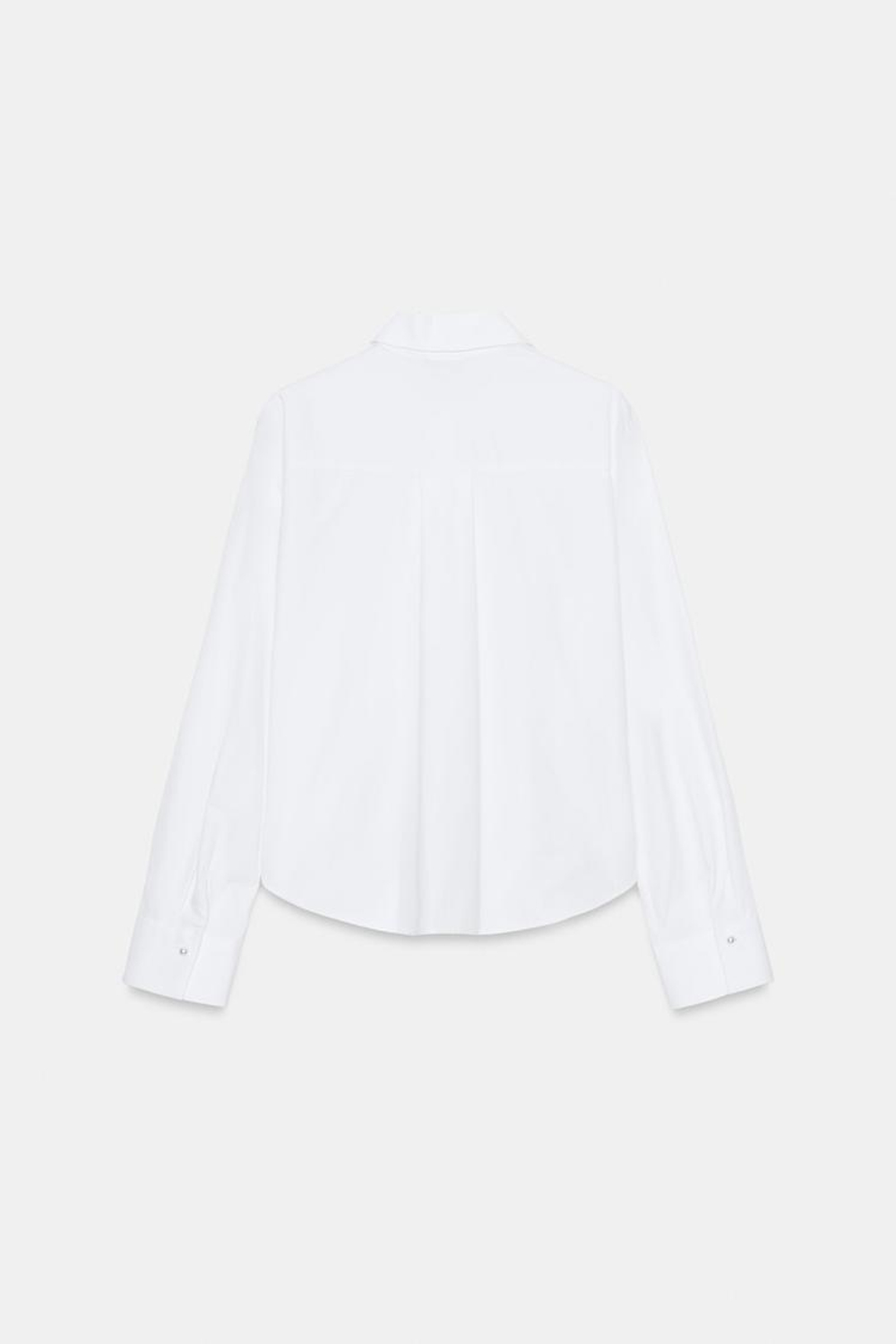 ZARA РУБАШКА ИЗ ПОПЛИНА С БУСИНАМИ, БЕЛЫЙ