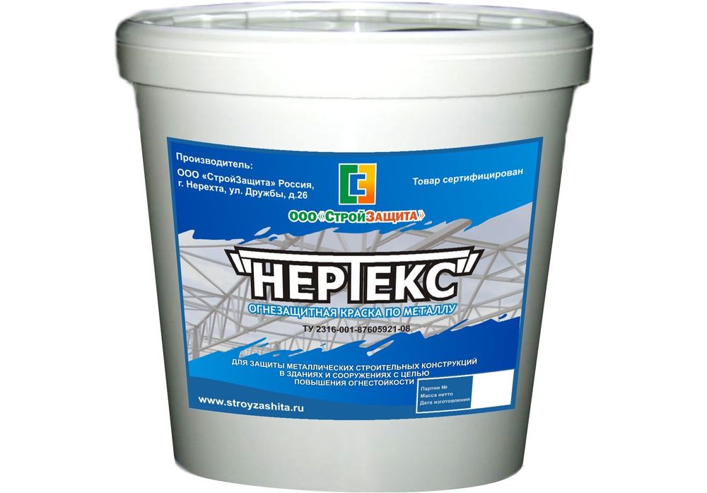 Краска В/Д огнезащитная 25кг Нертекс по металлу